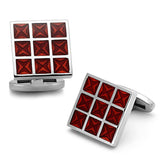 TK1272 - High polished (no plating) Stainless Steel Cufflink with Epoxy in Garnet - Alamode - Flyclothing LLC