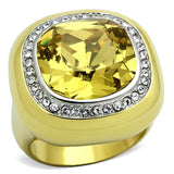 TK1285 - Two-Tone IP Gold (Ion Plating) Stainless Steel Ring with Synthetic Synthetic Glass in Topaz - Alamode - Flyclothing LLC