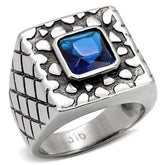 TK128 - High polished (no plating) Stainless Steel Ring with Synthetic Synthetic Glass in Montana - Alamode - Flyclothing LLC