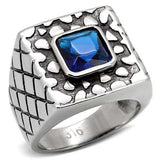 TK128 - High polished (no plating) Stainless Steel Ring with Synthetic Synthetic Glass in Montana - Alamode - Flyclothing LLC
