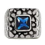 TK128 - High polished (no plating) Stainless Steel Ring with Synthetic Synthetic Glass in Montana - Alamode - Flyclothing LLC