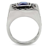 TK128 - High polished (no plating) Stainless Steel Ring with Synthetic Synthetic Glass in Montana - Alamode - Flyclothing LLC