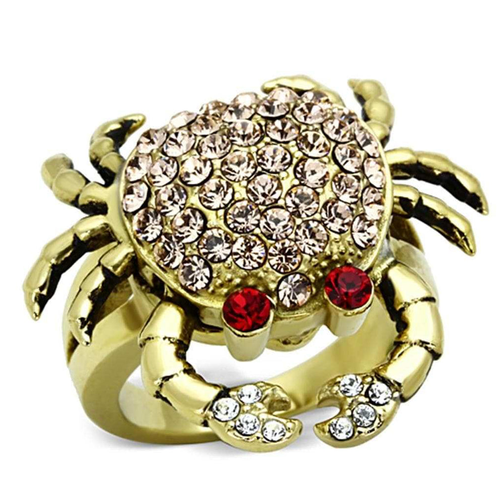 TK1290 - IP Gold(Ion Plating) Stainless Steel Ring with Top Grade Crystal in Multi Color - Alamode - Flyclothing LLC