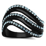 TK1297 - IP Black(Ion Plating) Stainless Steel Ring with Top Grade Crystal in Sea Blue - Alamode - Flyclothing LLC