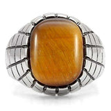 TK129 - High polished (no plating) Stainless Steel Ring with Synthetic Tiger Eye in Topaz - Alamode - Flyclothing LLC