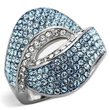 TK1303 - High polished (no plating) Stainless Steel Ring with Top Grade Crystal in Sea Blue - Alamode - Flyclothing LLC