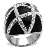 TK1306 - High polished (no plating) Stainless Steel Ring with Top Grade Crystal in Clear - Alamode - Flyclothing LLC