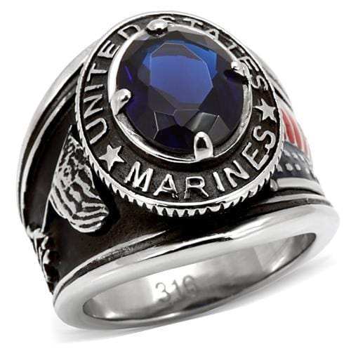 TK130 - High polished (no plating) Stainless Steel Ring with Synthetic Synthetic Glass in Montana - Alamode - Flyclothing LLC