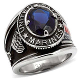 TK130 - High polished (no plating) Stainless Steel Ring with Synthetic Synthetic Glass in Montana - Alamode - Flyclothing LLC
