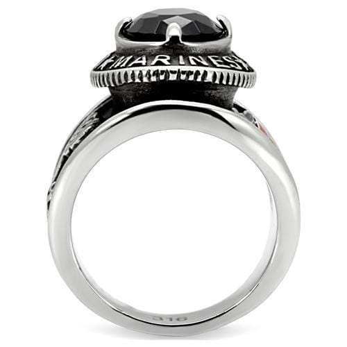 TK130 - High polished (no plating) Stainless Steel Ring with Synthetic Synthetic Glass in Montana - Alamode - Flyclothing LLC