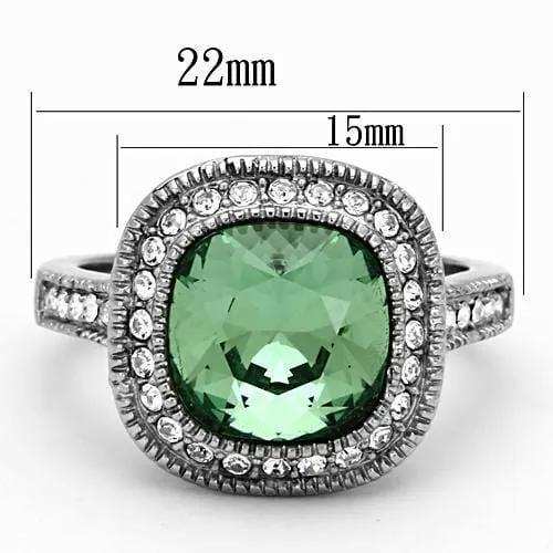 TK1317 - High polished (no plating) Stainless Steel Ring with Top Grade Crystal in Emerald - Alamode - Flyclothing LLC