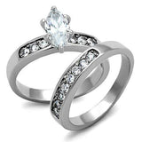 TK1319 - High polished (no plating) Stainless Steel Ring with AAA Grade CZ in Clear - Alamode - Flyclothing LLC