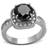 TK1322 - High polished (no plating) Stainless Steel Ring with AAA Grade CZ in Black Diamond - Alamode - Flyclothing LLC