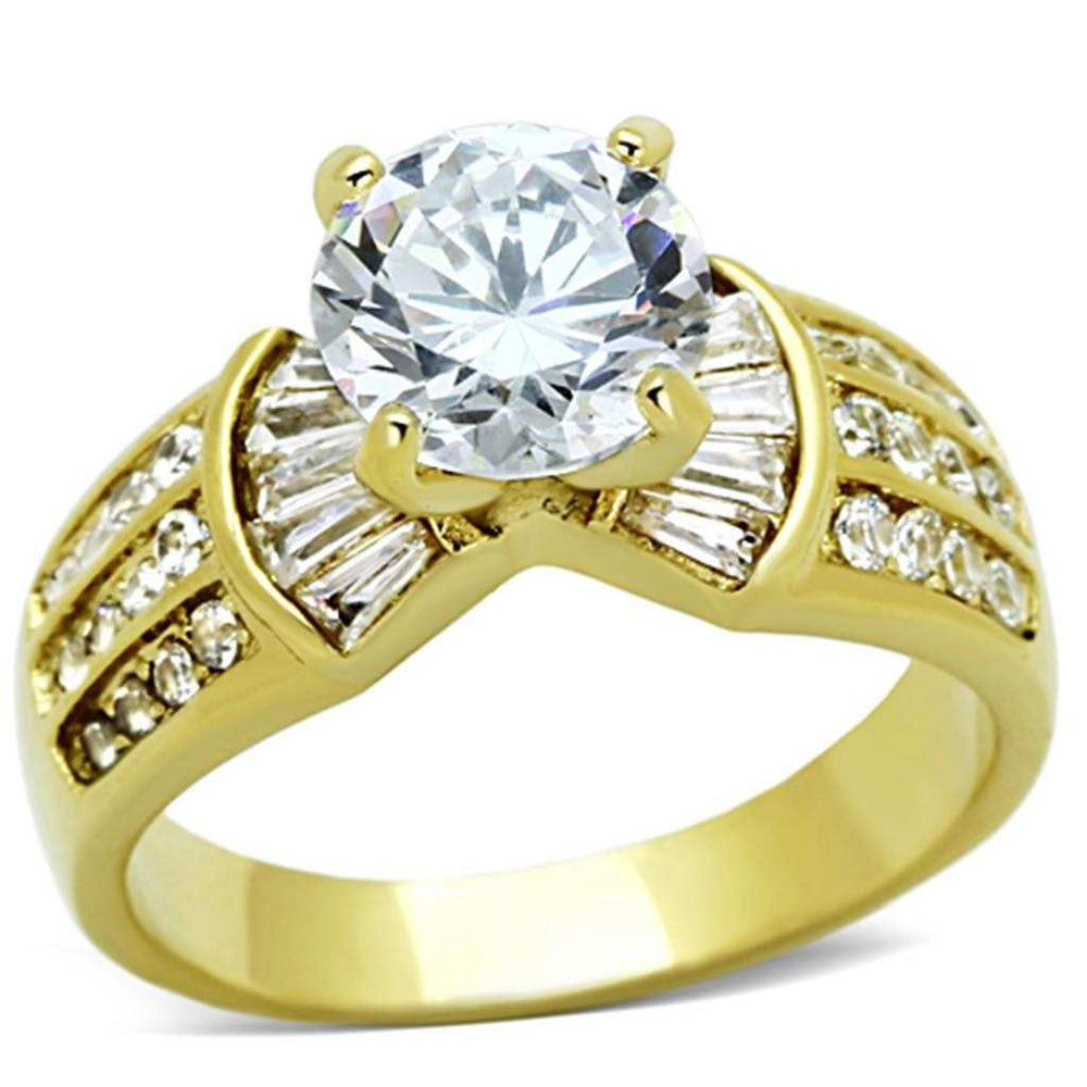 TK1323 - IP Gold(Ion Plating) Stainless Steel Ring with AAA Grade CZ in Clear - Alamode - Flyclothing LLC