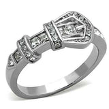 TK1334 - High polished (no plating) Stainless Steel Ring with Top Grade Crystal in Clear - Alamode - Flyclothing LLC