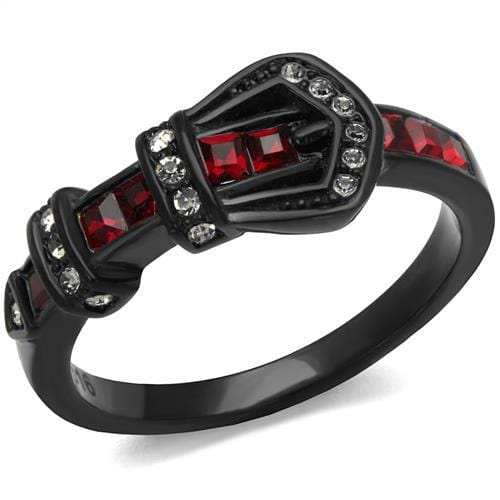 TK1334J - IP Black(Ion Plating) Stainless Steel Ring with Top Grade Crystal in Multi Color - Alamode - Flyclothing LLC