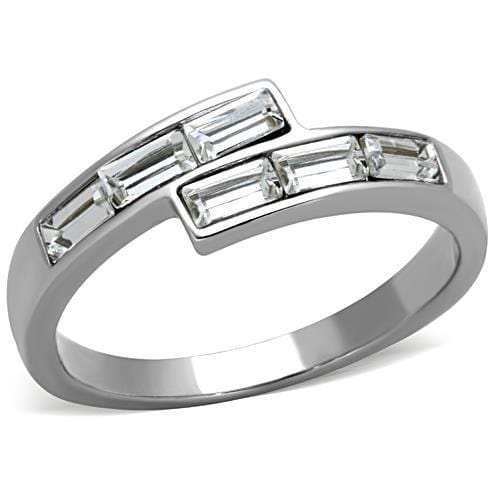 TK1335 - High polished (no plating) Stainless Steel Ring with Top Grade Crystal in Clear - Alamode - Flyclothing LLC