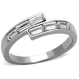 TK1335 - High polished (no plating) Stainless Steel Ring with Top Grade Crystal in Clear - Alamode - Flyclothing LLC