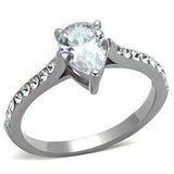 TK1337 - High polished (no plating) Stainless Steel Ring with AAA Grade CZ in Clear - Alamode - Flyclothing LLC