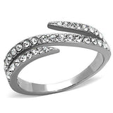 TK1338 - High polished (no plating) Stainless Steel Ring with Top Grade Crystal in Clear - Alamode - Flyclothing LLC