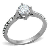 TK1339 - High polished (no plating) Stainless Steel Ring with AAA Grade CZ in Clear - Alamode - Flyclothing LLC