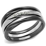 TK1340PJ - Two Tone IP Light Black (IP Gun) Stainless Steel Ring with Top Grade Crystal in Clear - Alamode - Flyclothing LLC