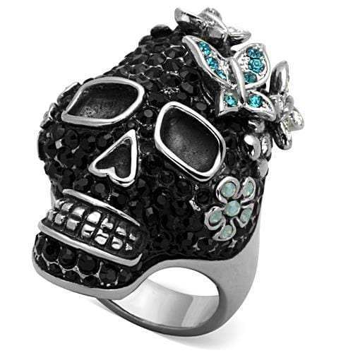 TK1342 - High polished (no plating) Stainless Steel Ring with Top Grade Crystal in Multi Color - Alamode - Flyclothing LLC