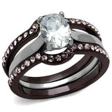 TK1344PC - Two Tone IP Dark Brown (IP coffee) Stainless Steel Ring with AAA Grade CZ in Clear - Alamode - Flyclothing LLC