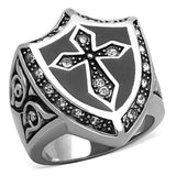TK1349 - High polished (no plating) Stainless Steel Ring with Top Grade Crystal in Clear - Alamode - Flyclothing LLC