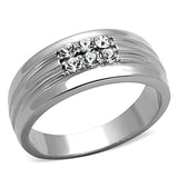 TK1357 - High polished (no plating) Stainless Steel Ring with Top Grade Crystal in Clear - Alamode - Flyclothing LLC