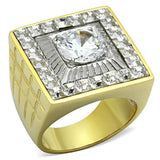 TK1359 - Two-Tone IP Gold (Ion Plating) Stainless Steel Ring with AAA Grade CZ in Clear - Alamode - Flyclothing LLC