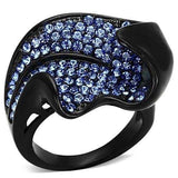 TK1362 - IP Black(Ion Plating) Stainless Steel Ring with Top Grade Crystal in Sapphire - Alamode - Flyclothing LLC