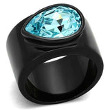 TK1363 - IP Black(Ion Plating) Stainless Steel Ring with Top Grade Crystal in Light Sapphire - Alamode - Flyclothing LLC
