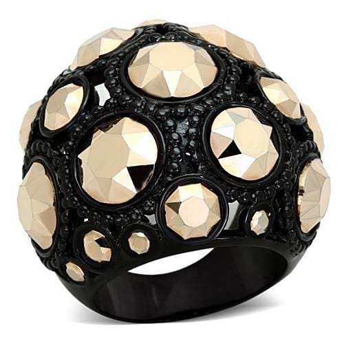 TK1366 - IP Black(Ion Plating) Stainless Steel Ring with Top Grade Crystal in Metallic Light Gold - Alamode - Flyclothing LLC