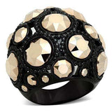 TK1366 - IP Black(Ion Plating) Stainless Steel Ring with Top Grade Crystal in Metallic Light Gold - Alamode - Flyclothing LLC