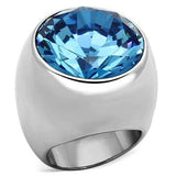 TK1367 - High polished (no plating) Stainless Steel Ring with Synthetic Synthetic Glass in Sea Blue - Alamode - Flyclothing LLC
