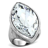 TK1368 - IP rhodium (PVD) Stainless Steel Ring with Top Grade Crystal in Clear - Alamode - Flyclothing LLC