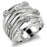 TK1372 - High polished (no plating) Stainless Steel Ring with Top Grade Crystal in Clear - Alamode - Flyclothing LLC