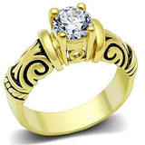 TK1377 - IP Gold(Ion Plating) Stainless Steel Ring with AAA Grade CZ in Clear - Alamode - Flyclothing LLC