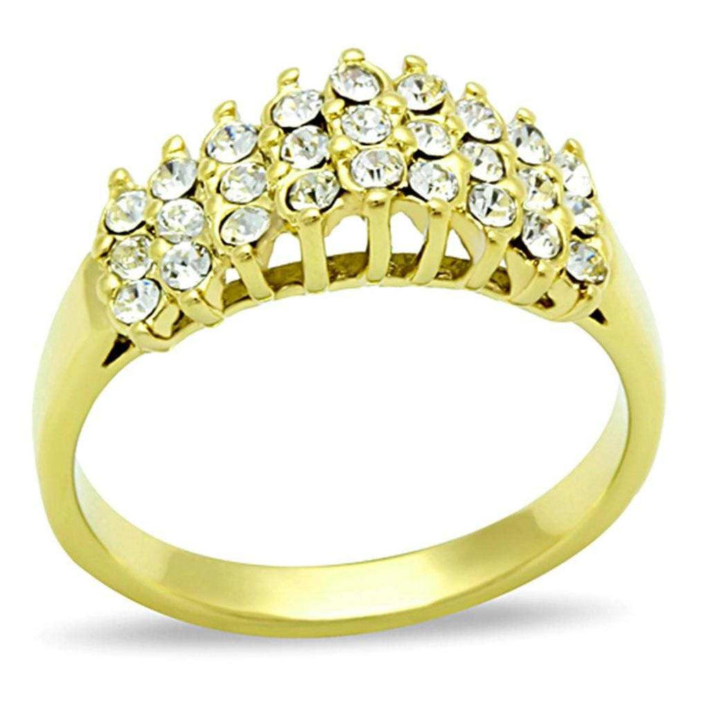 TK1384 - IP Gold(Ion Plating) Stainless Steel Ring with Top Grade Crystal in Clear - Alamode - Flyclothing LLC