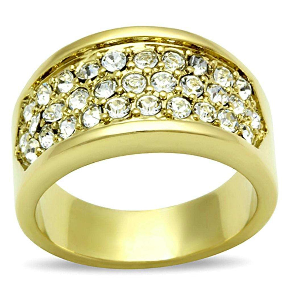 TK1385 - IP Gold(Ion Plating) Stainless Steel Ring with Top Grade Crystal in Clear - Alamode - Flyclothing LLC