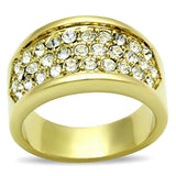 TK1385 - IP Gold(Ion Plating) Stainless Steel Ring with Top Grade Crystal in Clear - Alamode - Flyclothing LLC