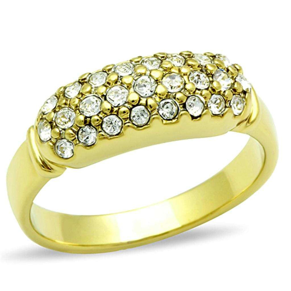 TK1389 - IP Gold(Ion Plating) Stainless Steel Ring with Top Grade Crystal in Clear - Alamode - Flyclothing LLC
