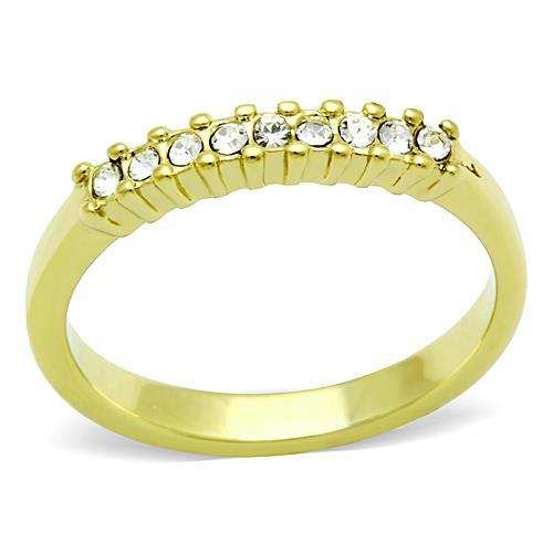 TK1390 - IP Gold(Ion Plating) Stainless Steel Ring with Top Grade Crystal in Clear - Alamode - Flyclothing LLC