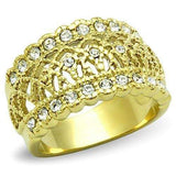 TK1393 - IP Gold(Ion Plating) Stainless Steel Ring with Top Grade Crystal in Clear - Alamode - Flyclothing LLC