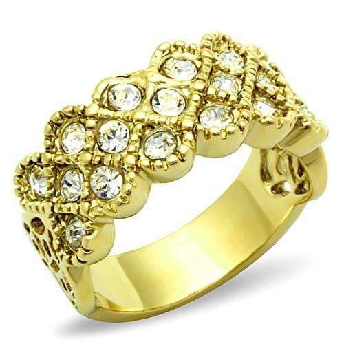 TK1394 - IP Gold(Ion Plating) Stainless Steel Ring with Top Grade Crystal in Clear - Alamode - Flyclothing LLC