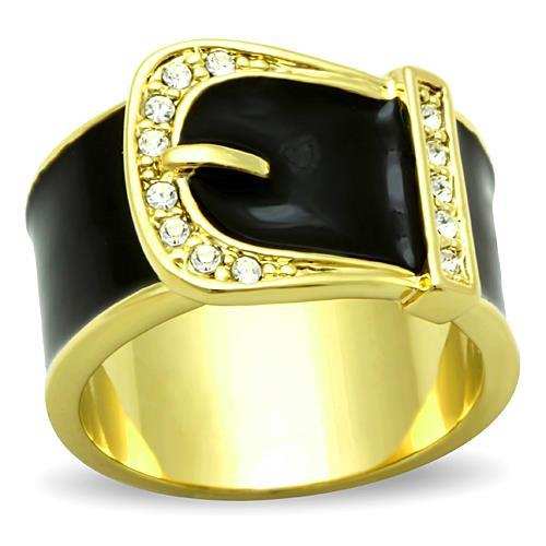 TK1396 - IP Gold(Ion Plating) Stainless Steel Ring with Top Grade Crystal in Clear - Alamode - Flyclothing LLC