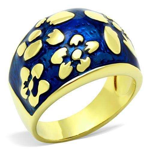 TK1399 - IP Gold(Ion Plating) Stainless Steel Ring with Epoxy in Capri Blue - Alamode - Flyclothing LLC