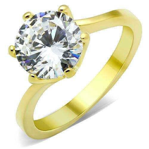 TK1406 - IP Gold(Ion Plating) Stainless Steel Ring with AAA Grade CZ in Clear - Alamode - Flyclothing LLC