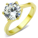 TK1406 - IP Gold(Ion Plating) Stainless Steel Ring with AAA Grade CZ in Clear - Alamode - Flyclothing LLC